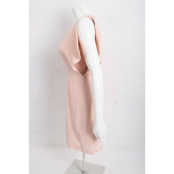 Genny Womens Pink Mini Sheath Dress Size 0 Cape Style Blush Nude V-Neck - Picture 3 of 8